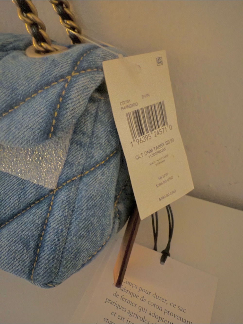 Coach Quilted Denim Crossbody with Gold Chain - Blue NWT Dust Bag Retail $475 - Picture 12 of 14
